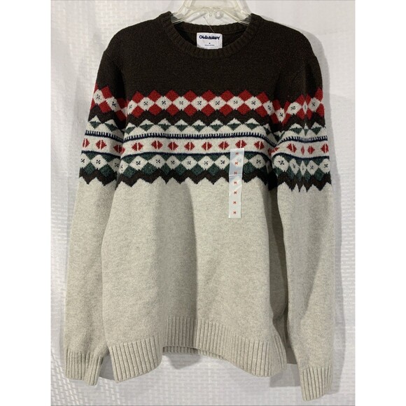 Old Navy Fair Isle Sweater Mens M Crew Neck - Picture 1 of 5